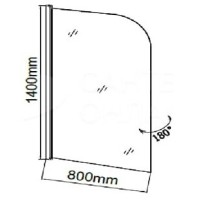 Шторка на ванну Grossman 80 x 140 см, стекло полосатое, хром, GR-100P