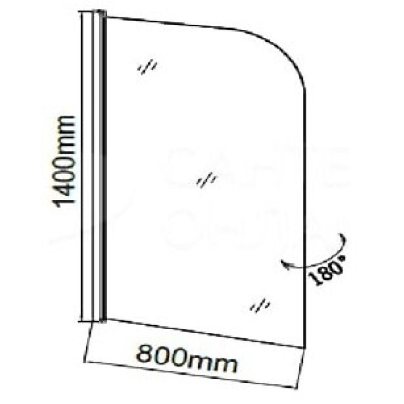 Шторка на ванну Grossman 80 x 140 см, стекло полосатое, хром, GR-100P
