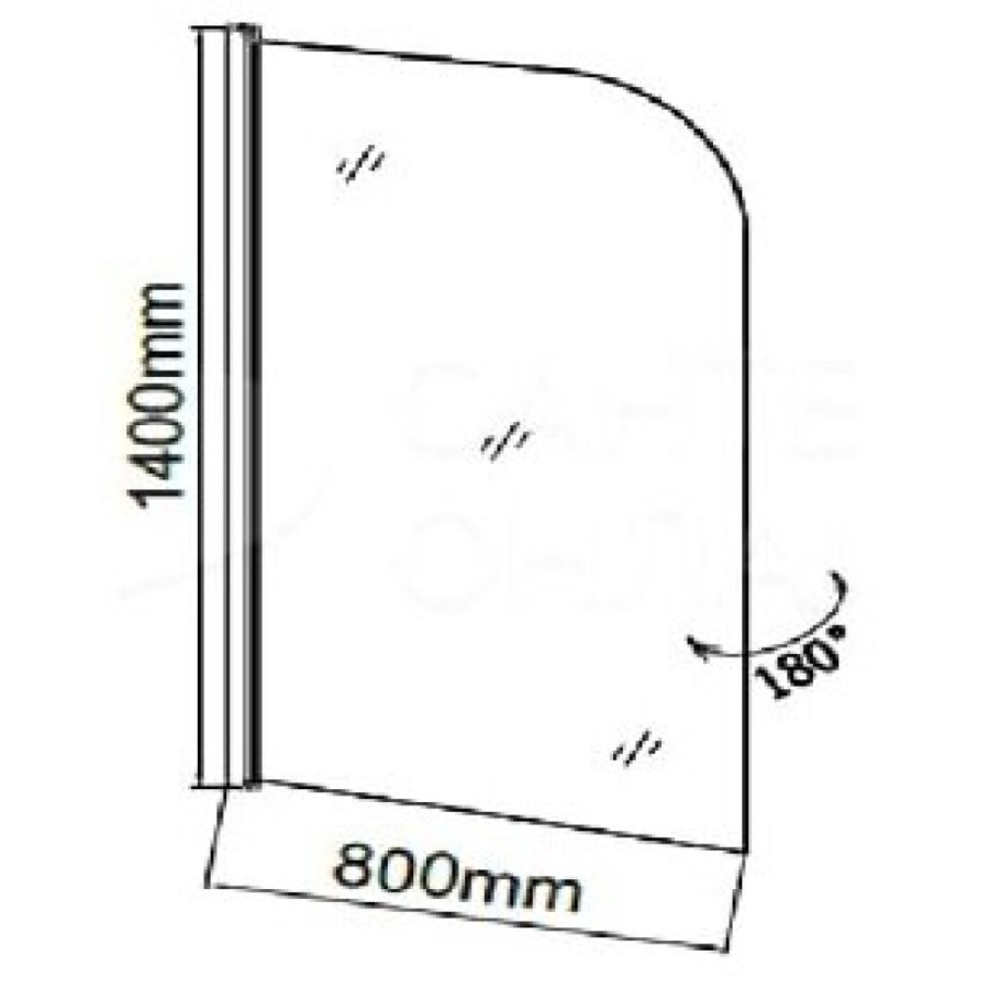 Шторка на ванну Grossman 80 x 140 см, стекло полосатое, хром, GR-100P