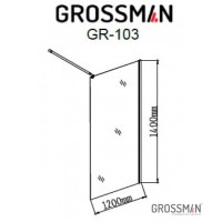 Шторка на ванну Grossman 120 x 140 см неподвижная, стекло прозрачное, хром, GR-103