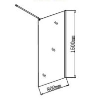 Шторка на ванну Grossman 80 x 150 см неподвижная, стекло прозрачное, хром, GR-103N