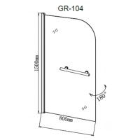 Шторка на ванну Grossman 80 x 150 см распашная, стекло прозрачное, хром, GR-104