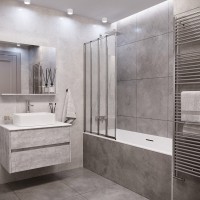 Шторка на ванну Grossman 80 x 140 см, складная, стекло прозрачное, хром, GR-107