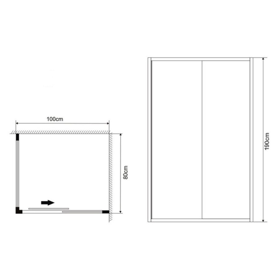 Душевой уголок Grossman Alba, 100 х 80 х 190 см, стекло прозрачное, профиль хром, GR-1080Al