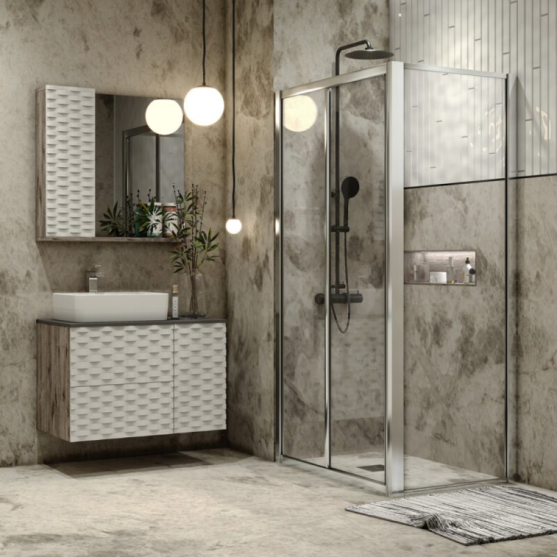 Душевой уголок Grossman Alba, 100 х 80 х 190 см, стекло прозрачное, профиль хром, GR-1080Al