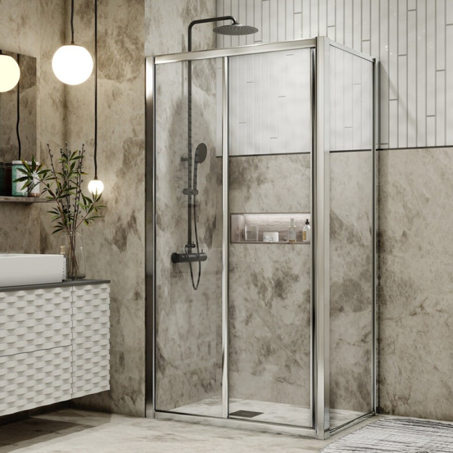 Душевой уголок Grossman Alba, 100 х 80 х 190 см, стекло прозрачное, профиль хром, GR-1080Al
