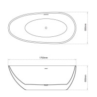 Ванна акриловая Grossman Fly, 170 x 80 см, отдельностоящая, белая матовая, GR-1102M
