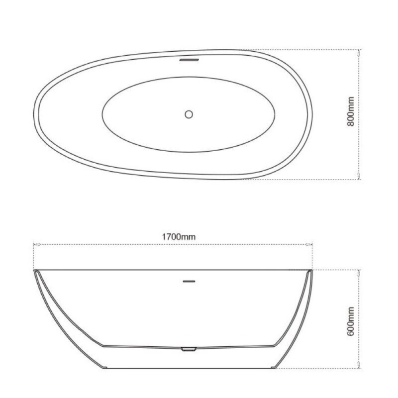 Ванна акриловая Grossman Fly, 170 x 80 см, отдельностоящая, белая матовая, GR-1102M