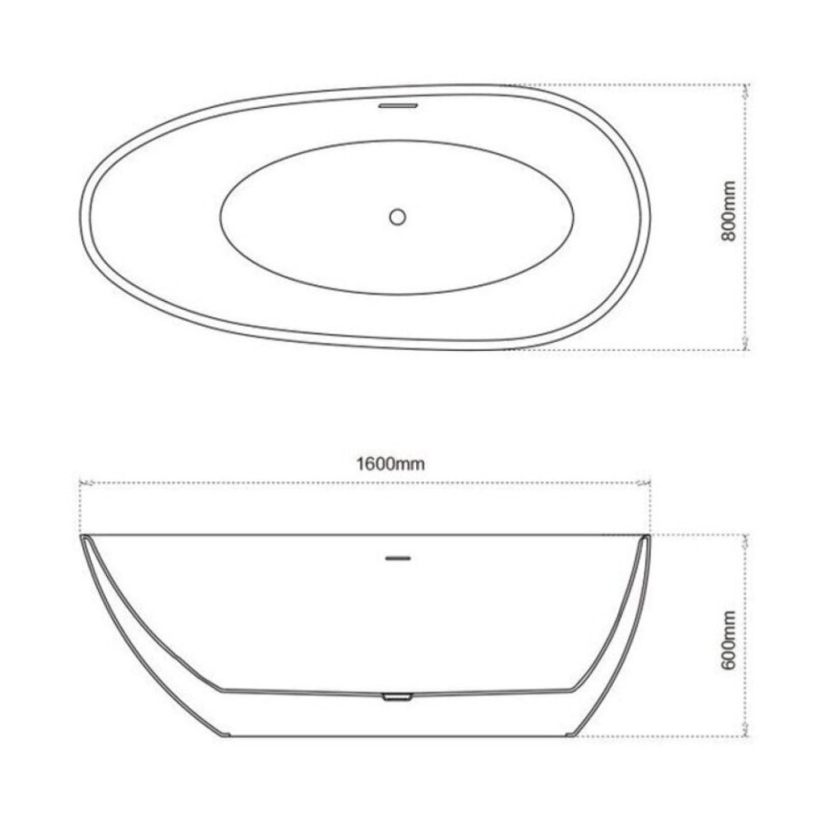 Ванна акриловая Grossman Fly, 160 x 80 см, отдельностоящая, белая, GR-1103