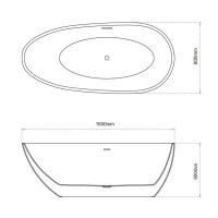 Ванна акриловая Grossman Fly, 160 x 80 см, отдельностоящая, белая матовая, GR-1103M