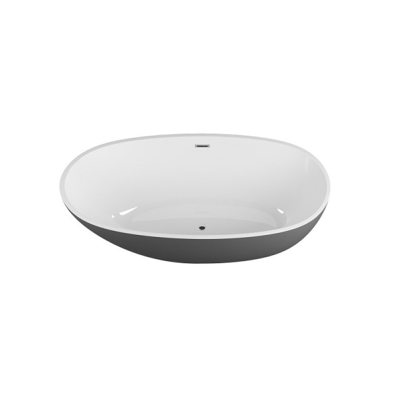 Ванна акриловая Grossman Fly, GR-1104MB, 170 x 75 см, отдельностоящая, внутри белая, снаружи черная матовая