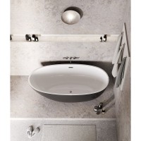 Ванна акриловая Grossman Fly, GR-1104MB, 170 x 75 см, отдельностоящая, внутри белая, снаружи черная матовая