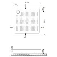 Душевой поддон Grossman 90 х 90 см, квадратный, слив в углу, GR-119109020