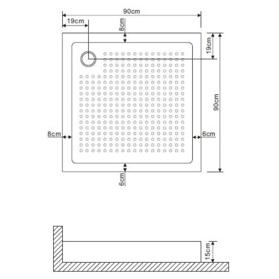 Душевой поддон Grossman 90 х 90 см, квадратный, слив в углу, GR-119109020