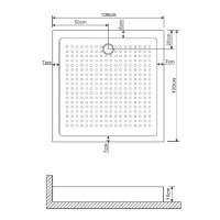 Душевой поддон Grossman 100 х 100 см, квадратный, слив сбоку, GR-119110020