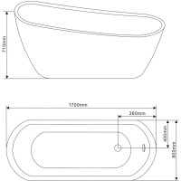 Ванна акриловая Grossman 170 x 80 см, отдельностоящая, белая, GR-1401