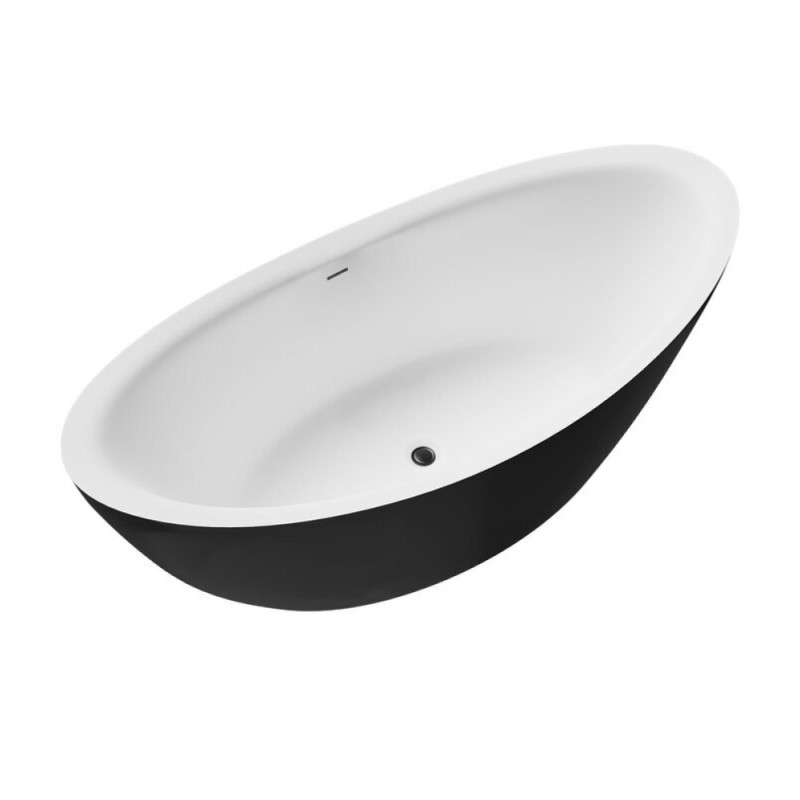 Ванна акриловая Grossman Galaxy, 180 x 85 см, отдельностоящая, внутри белая, снаружи черная матовая, GR-1402MB