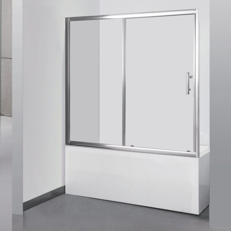 Шторка на ванну Grossman 150 x 140 см раздвижная, стекло прозрачное, хром, GR-150/2