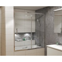 Шторка на ванну Grossman 150 x 140 см раздвижная, стекло прозрачное, хром, GR-150/2
