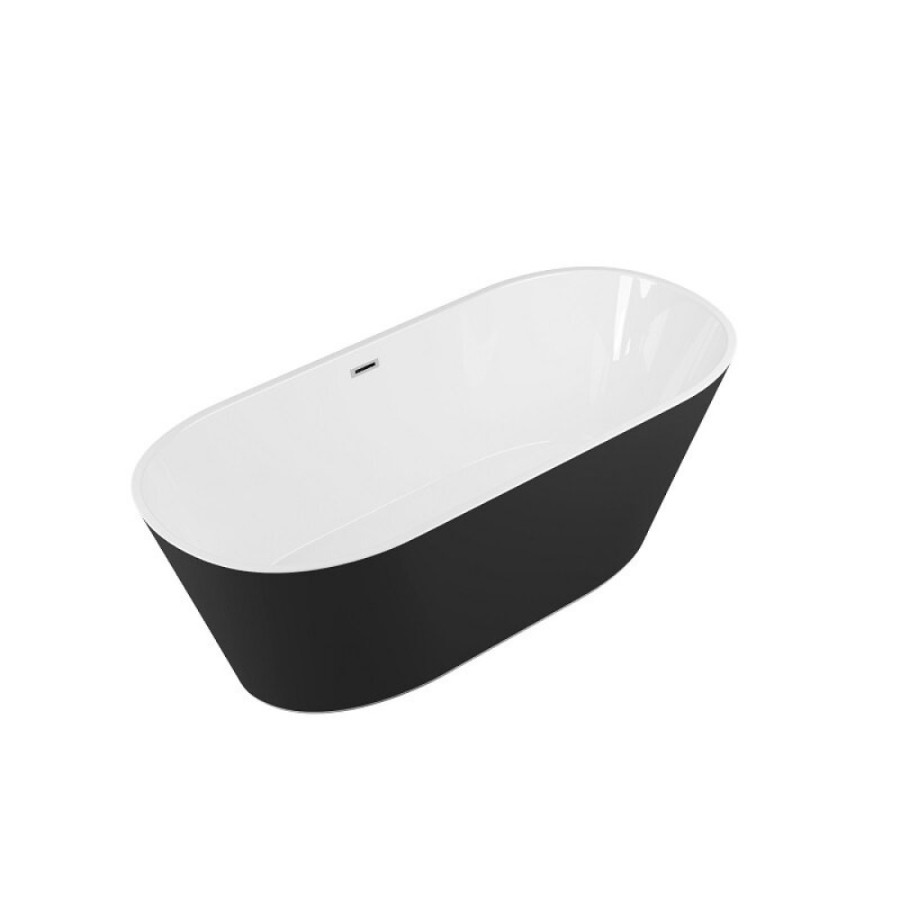 Ванна акриловая Grossman Forta, GR-1503MB, 170 x 75 см, отдельностоящая, внутри белая, снаружи черная матовая