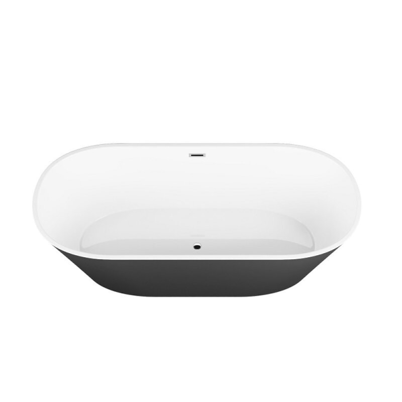 Ванна акриловая Grossman Forta, GR-1503MB, 170 x 75 см, отдельностоящая, внутри белая, снаружи черная матовая