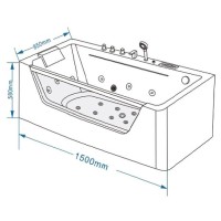 Ванна гидромассажная акриловая Grossman 150 x 85 см, белая, GR-15085