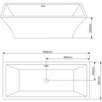 Ванна акриловая Grossman 180 x 80 см, отдельностоящая, белая, GR-1901