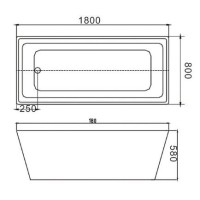 Ванна акриловая Grossman 180 x 80 см, отдельностоящая, белая, GR-2021
