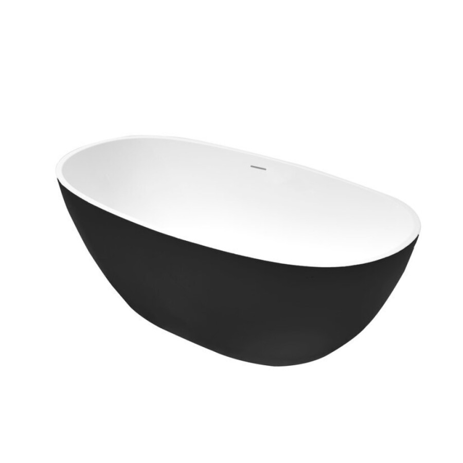Ванна акриловая Grossman Classic, 150 x 78 см, отдельностоящая, внутри белая, снаружи черная матовая, GR-2403MB