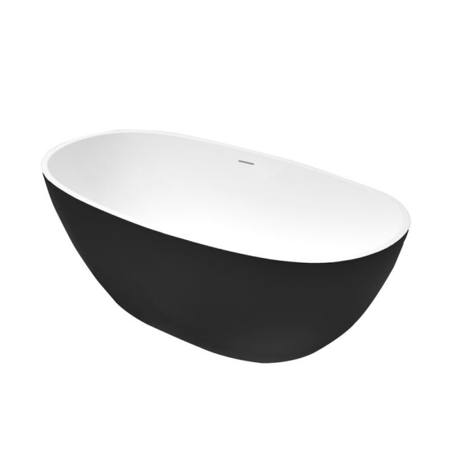 Ванна акриловая Grossman Classic, 170 x 87 см, отдельностоящая, внутри белая, снаружи черная матовая, GR-2503MB