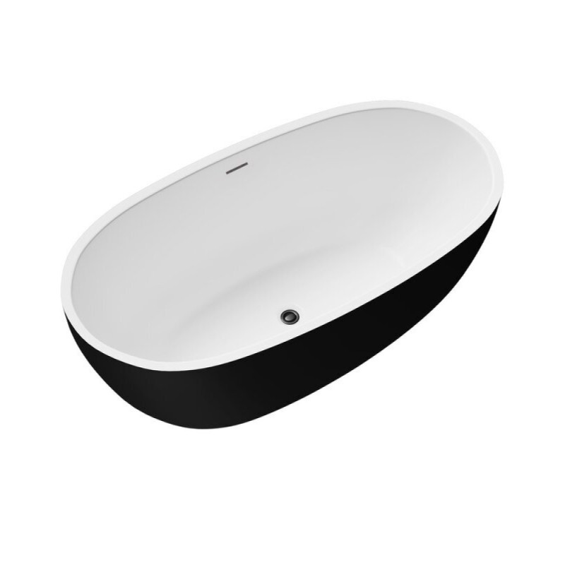 Ванна акриловая Grossman Classic, 170 x 87 см, отдельностоящая, внутри белая, снаружи черная матовая, GR-2503MB