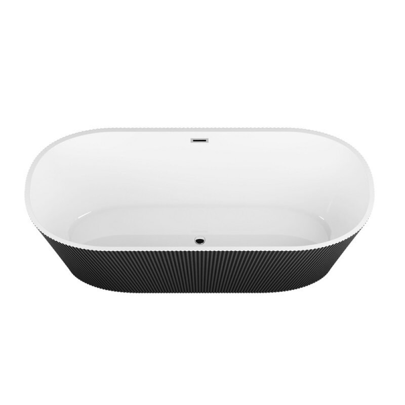 Ванна акриловая Grossman Forta, GR-27021MB, 170 x 75 см, отдельностоящая, внутри белая, снаружи черная матовая