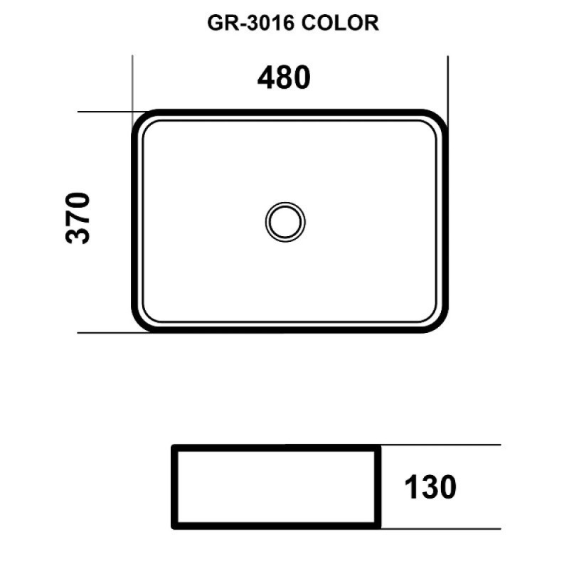 Раковина Grossman Color GR-3016BM, 48 см, фаянс, накладная, черная матовая