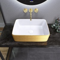 Раковина Grossman Color, GR-3016GW, 48 см, фаянс, цвет золото/белый