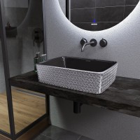 Раковина Grossman 48 х 37 см, накладная, серебро/черная, GR-3016SB