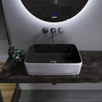 Раковина Grossman 48 х 37 см, накладная, серебро/черная, GR-3016SB