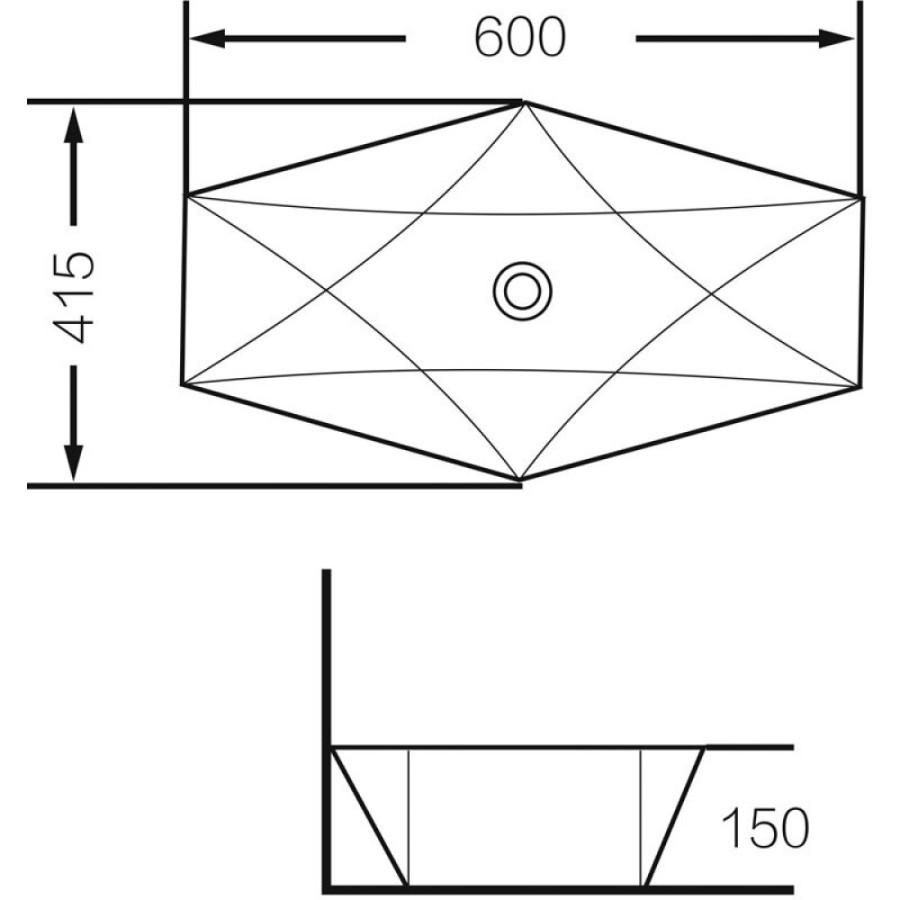 Раковина Grossman 60 x 41.5 х 15 см, накладная, белая, GR-3030