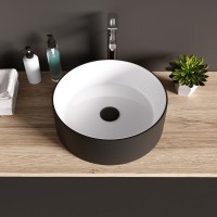 Раковина Grossman 36 x 36 х 11.5 см, накладная, черная/белая, GR-4040BW