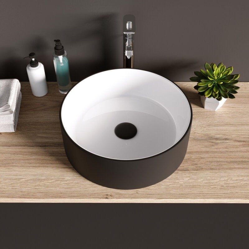 Раковина Grossman 36 x 36 х 11.5 см, накладная, черная/белая, GR-4040BW