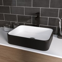 Раковина Grossman 50.5 x 39 х 14 см, накладная, черная/белая, GR-4043BW