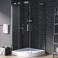 Душевой уголок Grossman Galaxy 90 х 90 см четверть круга, дверь раздвижная, стекло прозрачное, хром, GR-4090