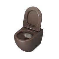 Унитаз подвесной Grossman, безободковый, крышка тонкая микролифт, коричневый матовый, GR-4411BRMS