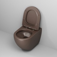 Унитаз подвесной Grossman, безободковый, крышка тонкая микролифт, коричневый матовый, GR-4411BRMS