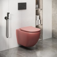 Подвесной унитаз Grossman Color GR-4411PIMS крышка микролифт, безободковый, розовый матовый
