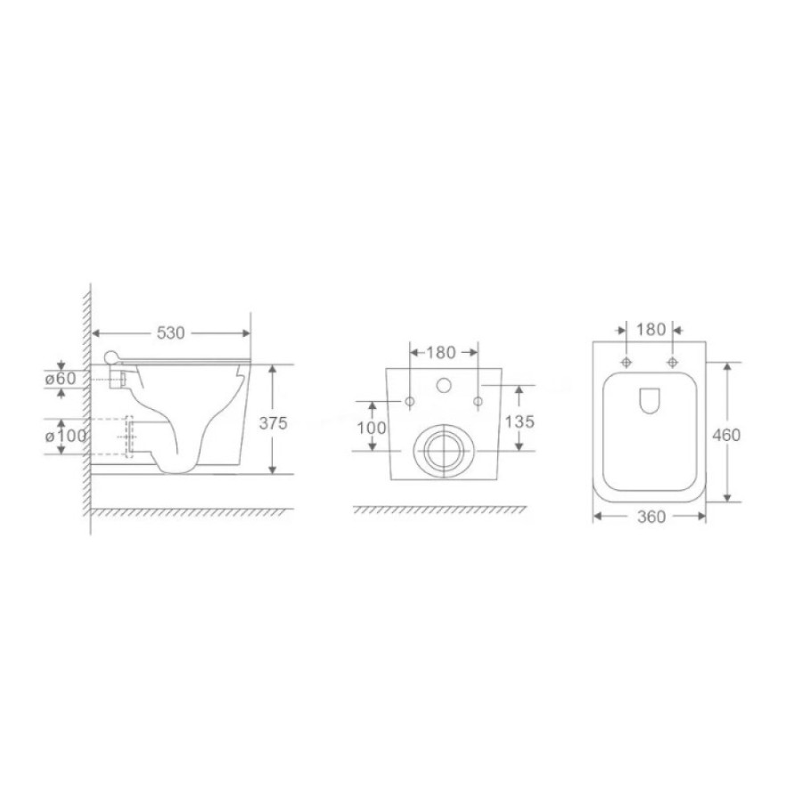 Подвесной унитаз Grossman Торнадо GR-4441BMSQ, безободковый, крышка-сиденье микролифт, черный матовый