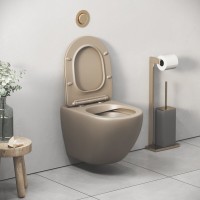Подвесной унитаз Grossman Color GR-4455BRLMS, безободковый, крышка тонкая микролифт, светло-коричневый матовый
