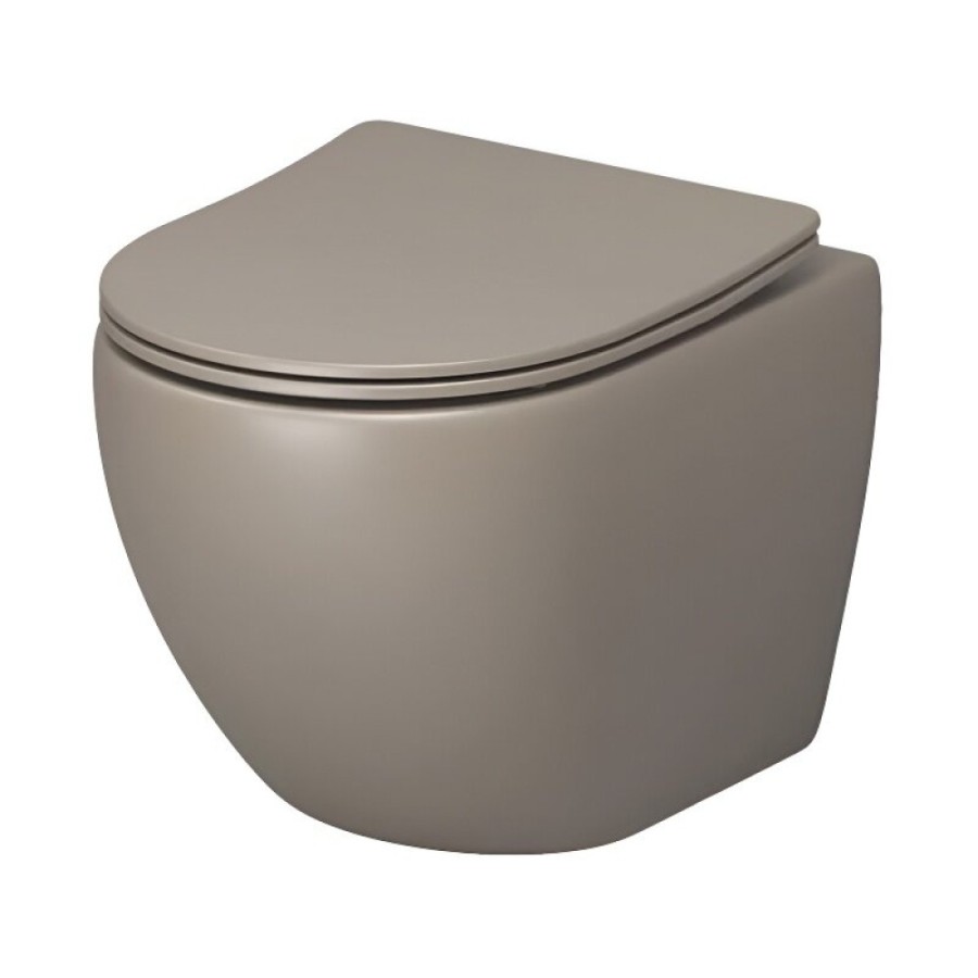 Подвесной унитаз Grossman Color GR-4455BRLMS, безободковый, крышка тонкая микролифт, светло-коричневый матовый