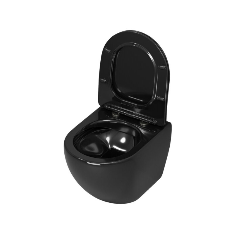 Подвесной унитаз Grossman Color GR-4455BS, безободковый, крышка тонкая микролифт, черный