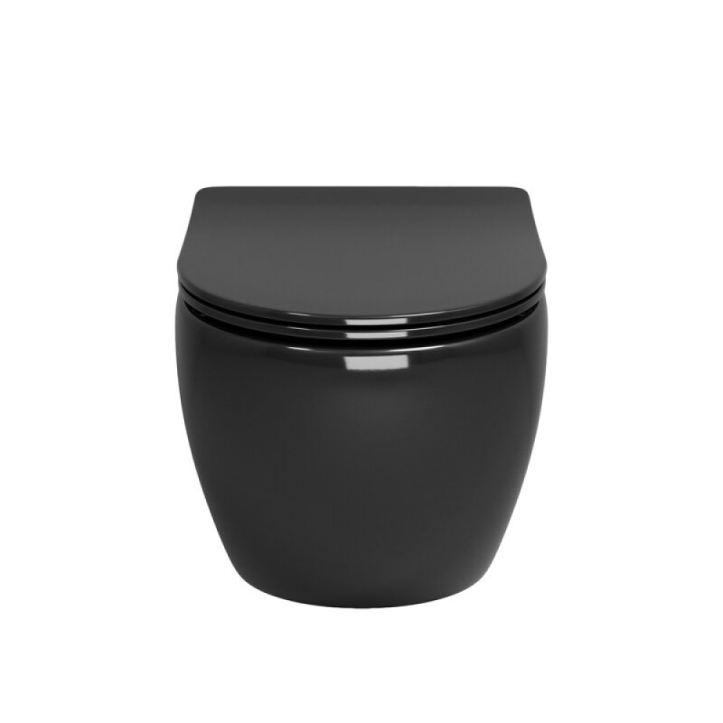 Подвесной унитаз Grossman Color GR-4455BS, безободковый, крышка тонкая микролифт, черный