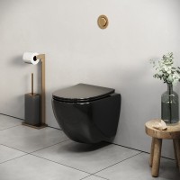 Подвесной унитаз Grossman Color GR-4455BS, безободковый, крышка тонкая микролифт, черный
